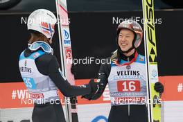01.01.2019, Garmisch-Partenkirchen, Germany (GER): Daniel Andre Tande (NOR), Junshiro Kobayashi (JPN), (l-r)  - FIS world cup ski jumping, four hills tournament, individual HS140, Garmisch-Partenkirchen (GER). www.nordicfocus.com. © Rauschendorfer/NordicFocus. Every downloaded picture is fee-liable.