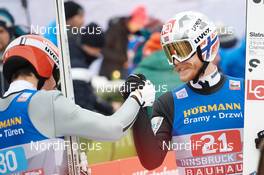 04.01.2019, Innsbruck, Austria (AUT): Constantin Schmid (GER), Robert Johansson (NOR), (l-r)  - FIS world cup ski jumping, four hills tournament, individual HS130, Innsbruck (AUT). www.nordicfocus.com. © Rauschendorfer/NordicFocus. Every downloaded picture is fee-liable.
