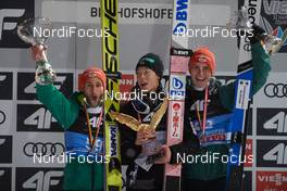 06.01.2019, Bischofshofen, Austria (AUT): Markus Eisenbichler (GER), Ryoyu Kobayashi (JPN), Stephan Leyhe (GER), (l-r) - FIS world cup ski jumping, four hills tournament, individual HS140, Bischofshofen (AUT). www.nordicfocus.com. © Rauschendorfer/NordicFocus. Every downloaded picture is fee-liable.