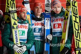19.01.2019, Zakopane, Poland (POL): Markus Eisenbichler (GER), Stephan Leyhe (GER), Karl Geiger (GER), (l-r)  - FIS world cup ski jumping, team HS140, Zakopane (POL). www.nordicfocus.com. © Rauschendorfer/NordicFocus. Every downloaded picture is fee-liable.