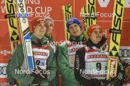 09.02.2019, Lahti, Finland (FIN): Karl Geiger (GER), Richard Freitag (GER), Andreas Wellinger (GER), Stephan Leyhe (GER), (l-r) - FIS world cup ski jumping, team HS130, Lahti (FIN). www.nordicfocus.com. © Thibaut/NordicFocus. Every downloaded picture is fee-liable.