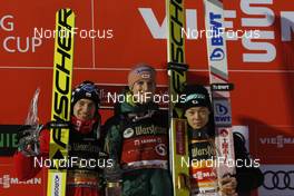 16.02.2019 Willingen, Germany (GER): Kamil Stoch (POL), Karl Geiger (GER), Ryoyu Kobayashi (JPN) (l-r) - FIS world cup ski jumping, individual HS145, Willingen (GER). www.nordicfocus.com. © Volk/NordicFocus. Every downloaded picture is fee-liable.