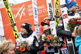 09.03.2019, Oslo, Norway (NOR): Yukiya Sato (JPN), Noriaki Kasai (JPN), Junshiro Kobayashi (JPN), Ryoyu Kobayashi (JPN), (l-r), (l-r)  - FIS world cup ski jumping, team HS134, Oslo (NOR). www.nordicfocus.com. © Modica/NordicFocus. Every downloaded picture is fee-liable.