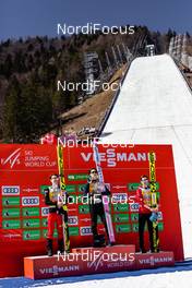 24.03.2019, Planica, Slovenia (SLO): Stefan Kraft (AUT), Ryoyu Kobayashi (JPN), Kamil Stoch (POL) (l-r)   - FIS world cup ski flying, cups, Planica (SLO). www.nordicfocus.com. © Nordicfocus/EXPA/JFK. Every downloaded picture is fee-liable.