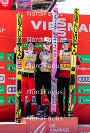 24.03.2019, Planica, Slovenia (SLO): Stefan Kraft (AUT), Ryoyu Kobayashi (JPN), Kamil Stoch (POL) (l-r)   - FIS world cup ski flying, cups, Planica (SLO). www.nordicfocus.com. © Nordicfocus/EXPA/JFK. Every downloaded picture is fee-liable.