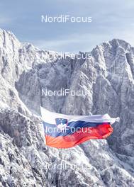 22.03.2019, Planica, Slovenia (SLO): Slovenian flag - FIS world cup ski flying, individual HS240, Planica (SLO). www.nordicfocus.com. © Nordicfocus/EXPA/JFK. Every downloaded picture is fee-liable.