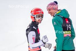 22.03.2019, Planica, Slovenia (SLO): Markus Eisenbichler (GER), Karl Geiger (GER) - FIS world cup ski flying, individual HS240, Planica (SLO). www.nordicfocus.com. © Nordicfocus/EXPA/JFK. Every downloaded picture is fee-liable.