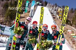 23.03.2019, Planica, Slovenia (SLO): Karl Geiger (GER), Constantin Schmid (GER), Richard Freitag (GER), Markus Eisenbichler (GER) - FIS world cup ski flying, team HS240, Planica (SLO). www.nordicfocus.com. © Nordicfocus/EXPA/JFK. Every downloaded picture is fee-liable.