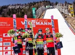 23.03.2019, Planica, Slovenia (SLO): Piotr Zyla (POL), Dawid Kubacki (POL), Kamil Stoch (POL), Jakub Wolny (POL) - FIS world cup ski flying, team HS240, Planica (SLO). www.nordicfocus.com. © Nordicfocus/EXPA/JFK. Every downloaded picture is fee-liable.