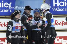 02.03.2019, Seefeld, Austria (AUT): Anna Odine Stroem (NOR), Robert Johansson (NOR), Maren Lundby (NOR), Andreas Stjernen (NOR) - FIS nordic world ski championships, ski jumping, mixed team HS109, Seefeld (AUT). www.nordicfocus.com. © THIBAUT/NordicFocus. Every downloaded picture is fee-liable.