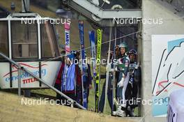 21.12.2019, Engelberg, Switzerland (SUI): Michael Hayboeck (AUT), Stephan Leyhe (GER), Group (l-r) - FIS world cup ski jumping, individual HS140, Engelberg (SUI). www.nordicfocus.com. © Reichert/NordicFocus. Every downloaded picture is fee-liable.