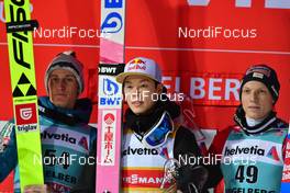 22.12.2019, Engelberg, Switzerland (SUI): Peter Prevc (SLO), Ryoyu Kobayashi (JPN), Jan Hoerl (AUT), Group (l-r), Podium - FIS world cup ski jumping, individual HS140, Engelberg (SUI). www.nordicfocus.com. © Reichert/NordicFocus. Every downloaded picture is fee-liable.