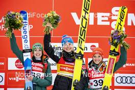 02.02.2019, Hinzenbach, Austria (AUT): Juliane Seyfarth (GER), Maren Lundby (NOR), Katharina Althaus (GER), (l-r) - FIS world cup ski jumping ladies, individual HS90, Hinzenbach (AUT). www.nordicfocus.com. © Modica/NordicFocus. Every downloaded picture is fee-liable.