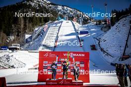 17.02.2019, Oberstdorf, Germany (GER): Juliane Seyfarth (GER), Maren Lundby (NOR), Sara Takanashi (JPN), (l-r) - FIS world cup ski jumping ladies, individual HS137, Oberstdorf (GER). www.nordicfocus.com. © Modica/NordicFocus. Every downloaded picture is fee-liable.