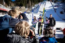 17.02.2019, Oberstdorf, Germany (GER): Juliane Seyfarth (GER), Maren Lundby (NOR), Sara Takanashi (JPN), (l-r) - FIS world cup ski jumping ladies, individual HS137, Oberstdorf (GER). www.nordicfocus.com. © Modica/NordicFocus. Every downloaded picture is fee-liable.