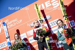 10.03.2019, Oslo, Norway (NOR): Juliane Seyfarth (GER), Daniela Iraschko-Stolz (AUT), Katharina Althaus (GER), (l-r) - FIS world cup ski jumping ladies, individual HS134, Oslo (NOR). www.nordicfocus.com. © Modica/NordicFocus. Every downloaded picture is fee-liable.