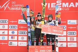 24.03.2019, Chaikovsky, Russia (RUS): Nika Kriznar (SLO), Juliane Seyfarth (GER), Maren Lundby (NOR) - FIS world cup ski jumping ladies, individual HS140, Chaikovsky (RUS). www.nordicfocus.com. © Tumashov/NordicFocus. Every downloaded picture is fee-liable.