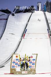 27.02.2019, Seefeld, Austria (AUT): Althaus Katharina (GER), Lundby Maren (NOR), Iraschko Stolz Daniela (AUT), (l-r) - FIS nordic world ski championships, ski jumping ladies, individual HS109, Seefeld (AUT). www.nordicfocus.com. © Modica/NordicFocus. Every downloaded picture is fee-liable.