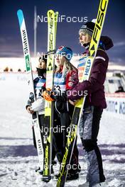 08.12.2019, Lillehammer, Norway (NOR): Sara Takanashi (JPN), Chiara Hoelzl (AUT), Maren Lundby (NOR), (l-r)  - FIS world cup ski jumping ladies, individual HS140, Lillehammer (NOR). www.nordicfocus.com. © Modica/NordicFocus. Every downloaded picture is fee-liable.