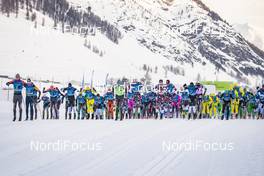 19.01.2019, St. Moritz, Switzerland (SUI): The start of the Men's Race   - Visma Ski Classics La Diagonela, St. Moritz (SUI). www.nordicfocus.com. © Modica/NordicFocus. Every downloaded picture is fee-liable.