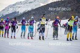 19.01.2019, St. Moritz, Switzerland (SUI): The start of the Ladies' Race   - Visma Ski Classics La Diagonela, St. Moritz (SUI). www.nordicfocus.com. © Modica/NordicFocus. Every downloaded picture is fee-liable.