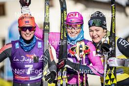 19.01.2019, St. Moritz, Switzerland (SUI): Kari Vikhagen Gjeitnes (NOR), Katerina Smutna (CZE), Britta Johansson Norgren (SWE), (l-r)  - Visma Ski Classics La Diagonela, St. Moritz (SUI). www.nordicfocus.com. © Modica/NordicFocus. Every downloaded picture is fee-liable.