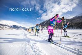 19.01.2019, St. Moritz, Switzerland (SUI): Jan Srail (CZE), Maxim Kovalev (RUS), Valentin Maettig (GER), (l-r)  - Visma Ski Classics La Diagonela, St. Moritz (SUI). www.nordicfocus.com. © Modica/NordicFocus. Every downloaded picture is fee-liable.