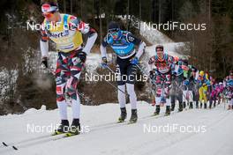 27.01.2019, Cavalese, Italy (ITA): Petter Eliassen (NOR), Andreas Holmberg (SWE), Morten Eide Pedersen (NOR), (l-r)  - Visma Ski Classics and FIS Worldloppet Cup Marcialonga, Cavalese (ITA). www.nordicfocus.com. © Rauschendorfer/NordicFocus. Every downloaded picture is fee-liable.