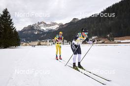 27.01.2019, Cavalese, Italy (ITA): Astrid Oeyre Slind (NOR), Britta Johansson Norgren (SWE), (l-r)  - Visma Ski Classics and FIS Worldloppet Cup Marcialonga, Cavalese (ITA). www.nordicfocus.com. © Rauschendorfer/NordicFocus. Every downloaded picture is fee-liable.