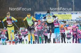 27.01.2019, Molina di Fiemme, Italy (ITA): start of the womens race - Visma Ski Classics and FIS Marathon Cup Marcialonga, Molina di Fiemme (ITA). www.nordicfocus.com. © Rauschendorfer/NordicFocus. Every downloaded picture is fee-liable.