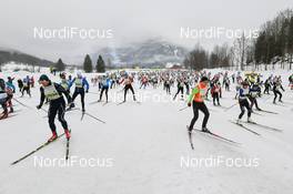 02.02.2019, Oberammergau, Germany (GER): start of the 50 km skating race - FIS World Loppet Koenig Ludwig Lauf, 50 km skating race, Oberammergau (GER). www.nordicfocus.com. © Rauschendorfer/NordicFocus. Every downloaded picture is fee-liable.