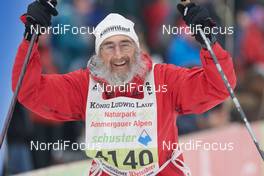 02.02.2019, Oberammergau, Germany (GER): Athlete celebrating at the finish - FIS World Loppet Koenig Ludwig Lauf, 50 km skating race, Oberammergau (GER). www.nordicfocus.com. © Rauschendorfer/NordicFocus. Every downloaded picture is fee-liable.