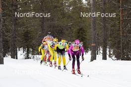 13.04.2019, Levi, Finland (FIN): Astrid Oyre Slind (NOR), Lina Korsgren (SWE), Katerina Smutna (CZE), (l-r) - Visma Ski Classics Yllaes-Levi, Levi (FIN). www.nordicfocus.com. © Christian Manzoni/NordicFocus. Every downloaded picture is fee-liable.