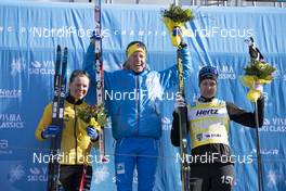 13.04.2019, Levi, Finland (FIN): Lina Korsgren (SWE), Astrid Oyre Slind (NOR), Britta Johansson Norgren (SWE), (l-r) - Visma Ski Classics Yllaes-Levi, Levi (FIN). www.nordicfocus.com. © Christian Manzoni/NordicFocus. Every downloaded picture is fee-liable.