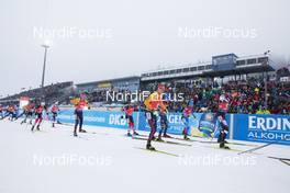 12.01.2020, Oberhof, Germany (GER): Johannes Dale (NOR), Benedikt Doll (GER), Johannes Kuehn (GER), Tarjei Boe (NOR), Alexander Loginov (RUS), Julian Eberhard (AUT), (l-r) -  IBU world cup biathlon, mass men, Oberhof (GER). www.nordicfocus.com. © Manzoni/NordicFocus. Every downloaded picture is fee-liable.