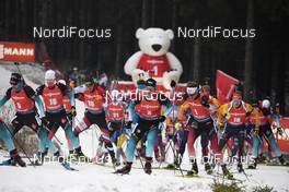12.01.2020, Oberhof, Germany (GER): Simon Desthieux (FRA), Fabien Claude (FRA), Julian Eberhard (AUT), Emilien Jacquelin (FRA), Tarjei Boe (NOR), Benedikt Doll (GER), (l-r) -  IBU world cup biathlon, mass men, Oberhof (GER). www.nordicfocus.com. © Manzoni/NordicFocus. Every downloaded picture is fee-liable.