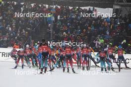 12.01.2020, Oberhof, Germany (GER): Martin Fourcade (FRA), Tarjei Boe (NOR), Johannes Dale (NOR), Simon Desthieux (FRA), Julian Eberhard (AUT), Lukas Hofer (ITA), (l-r) -  IBU world cup biathlon, mass men, Oberhof (GER). www.nordicfocus.com. © Manzoni/NordicFocus. Every downloaded picture is fee-liable.