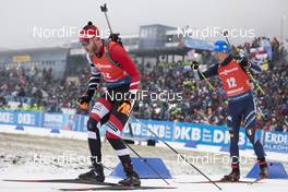 12.01.2020, Oberhof, Germany (GER): Simon Eder (AUT), Lukas Hofer (ITA), (l-r) -  IBU world cup biathlon, mass men, Oberhof (GER). www.nordicfocus.com. © Manzoni/NordicFocus. Every downloaded picture is fee-liable.