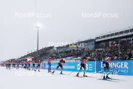 12.01.2020, Oberhof, Germany (GER): Quentin Fillon Maillet (FRA), Tarjei Boe (NOR), Vetle Sjaastad Christiansen (NOR), Martin Fourcade (FRA), Simon Desthieux (FRA), (l-r) -  IBU world cup biathlon, mass men, Oberhof (GER). www.nordicfocus.com. © Manzoni/NordicFocus. Every downloaded picture is fee-liable.