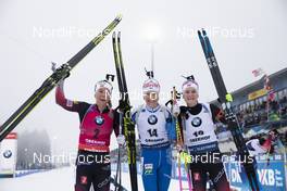 12.01.2020, Oberhof, Germany (GER): Tiril Eckhoff (NOR), Kaisa Makarainen (FIN), Marte Olsbu Roeiseland (NOR), (l-r) -  IBU world cup biathlon, mass women, Oberhof (GER). www.nordicfocus.com. © Manzoni/NordicFocus. Every downloaded picture is fee-liable.