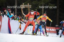 11.01.2020, Oberhof, Germany (GER): Scott Gow (CAN), Johannes Kuehn (GER), (l-r) -  IBU world cup biathlon, relay men, Oberhof (GER). www.nordicfocus.com. © Manzoni/NordicFocus. Every downloaded picture is fee-liable.