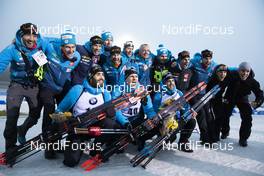 10.01.2020, Oberhof, Germany (GER): Martin Fourcade (FRA), Emilien Jacquelin (FRA), Simon Desthieux (FRA), (l-r) -  IBU world cup biathlon, sprint men, Oberhof (GER). www.nordicfocus.com. © Manzoni/NordicFocus. Every downloaded picture is fee-liable.