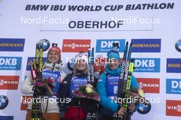 09.01.2020, Oberhof, Germany (GER): Denise Herrmann (GER), Marte Olsbu Roeiseland (NOR), Julia Simon (FRA), (l-r) -  IBU world cup biathlon, sprint women, Oberhof (GER). www.nordicfocus.com. © Manzoni/NordicFocus. Every downloaded picture is fee-liable.