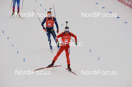 19.01.2020, Ruhpolding, Germany (GER): Christian Gow (CAN), Timofei Lapshin (KOR) -  IBU world cup biathlon, pursuit men, Ruhpolding (GER). www.nordicfocus.com. © Tumashov/NordicFocus. Every downloaded picture is fee-liable.
