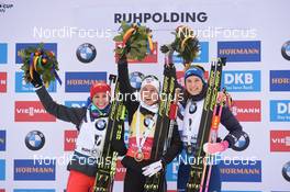 19.01.2020, Ruhpolding, Germany (GER): Paulina Fialkova (SVK), Hanna Oeberg (SWE), Tiril Eckhoff (NOR) -  IBU world cup biathlon, pursuit women, Ruhpolding (GER). www.nordicfocus.com. © Tumashov/NordicFocus. Every downloaded picture is fee-liable.