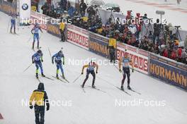 18.01.2020, Ruhpolding, Germany (GER): Raman Yaliotnau (BLR), Mikita Labastau (BLR), Benedikt Doll (GER), Arnd Peiffer (GER), (l-r) -  IBU world cup biathlon, relay men, Ruhpolding (GER). www.nordicfocus.com. © Manzoni/NordicFocus. Every downloaded picture is fee-liable.