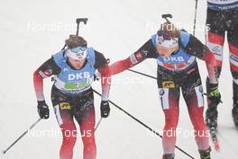 18.01.2020, Ruhpolding, Germany (GER): Johannes Dale (NOR), Erlend Bjoentegaard (NOR) -  IBU world cup biathlon, relay men, Ruhpolding (GER). www.nordicfocus.com. ©Tumashov/NordicFocus. Every downloaded picture is fee-liable.