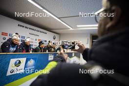 18.01.2020, Ruhpolding, Germany (GER): Johannes Dale (NOR), Erlend Bjoentegaard (NOR), Simon Desthieux (FRA), Martin Fourcade (FRA), Emilien Jacquelin (FRA), Quentin Fillon Maillet (FRA), Julian Eberhard (AUT), Simon Eder (AUT), (l-r) -  IBU world cup biathlon, relay men, Ruhpolding (GER). www.nordicfocus.com. © Manzoni/NordicFocus. Every downloaded picture is fee-liable.