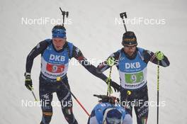 18.01.2020, Ruhpolding, Germany (GER): Thomas Bormolini (ITA), Lukas Hofer (ITA) -  IBU world cup biathlon, relay men, Ruhpolding (GER). www.nordicfocus.com. ©Tumashov/NordicFocus. Every downloaded picture is fee-liable.