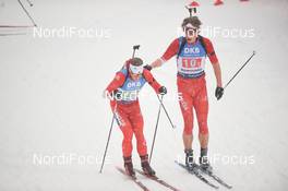 18.01.2020, Ruhpolding, Germany (GER): Jules Burnotte (CAN), Scott Gow (CAN) -  IBU world cup biathlon, relay men, Ruhpolding (GER). www.nordicfocus.com. ©Tumashov/NordicFocus. Every downloaded picture is fee-liable.